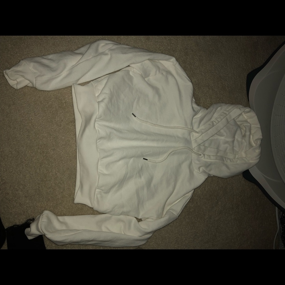 white sweater crop top with side pockets